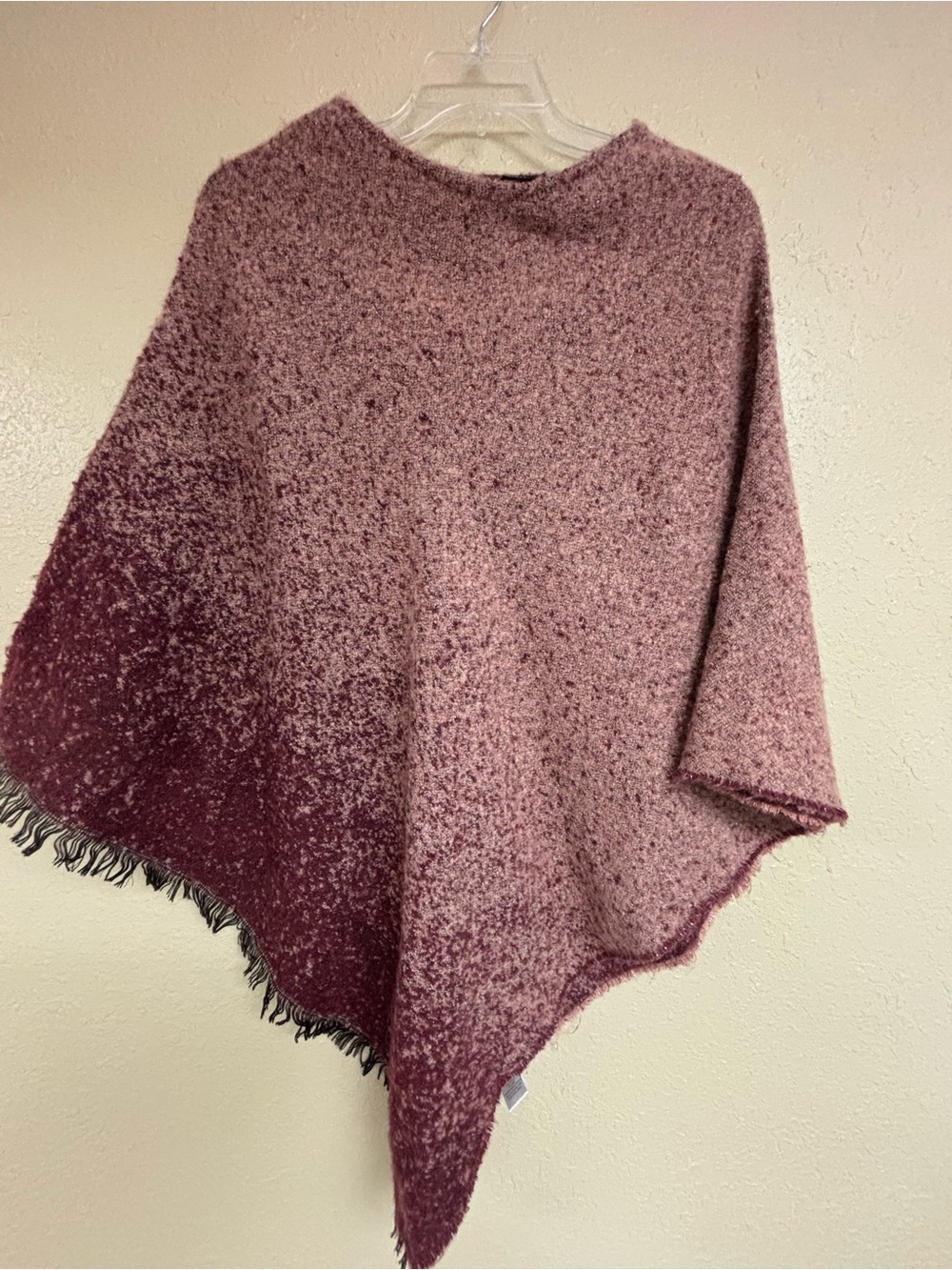 Coco + Carmen Two-Tone Mauve and Plum Knit Poncho